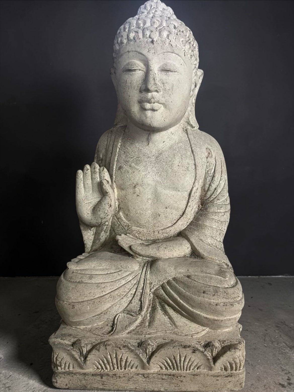Statua Buddha seduto in Pietra Naturale H 50 cm Rif. C034