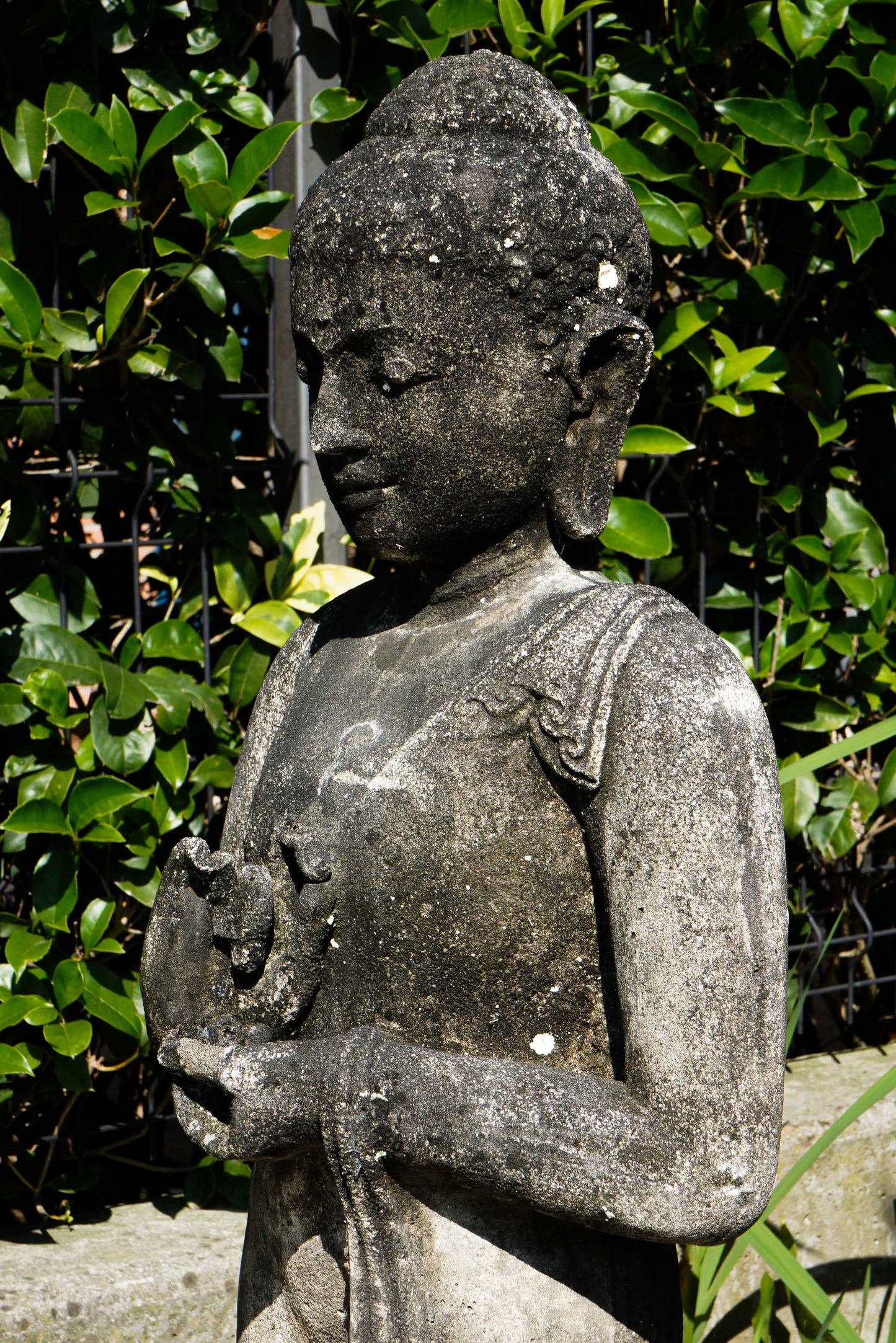 Statua Buddha Antico in Pietra nera h 105 cm – Scultura Balinese Originale Rif. D027