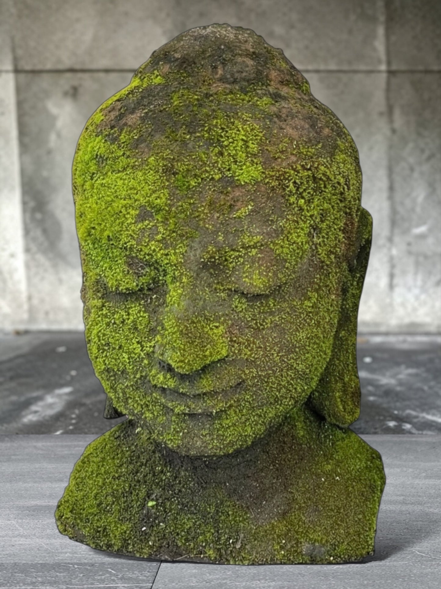 Statua Testa del Buddha in Pietra Lavica H40cm D031