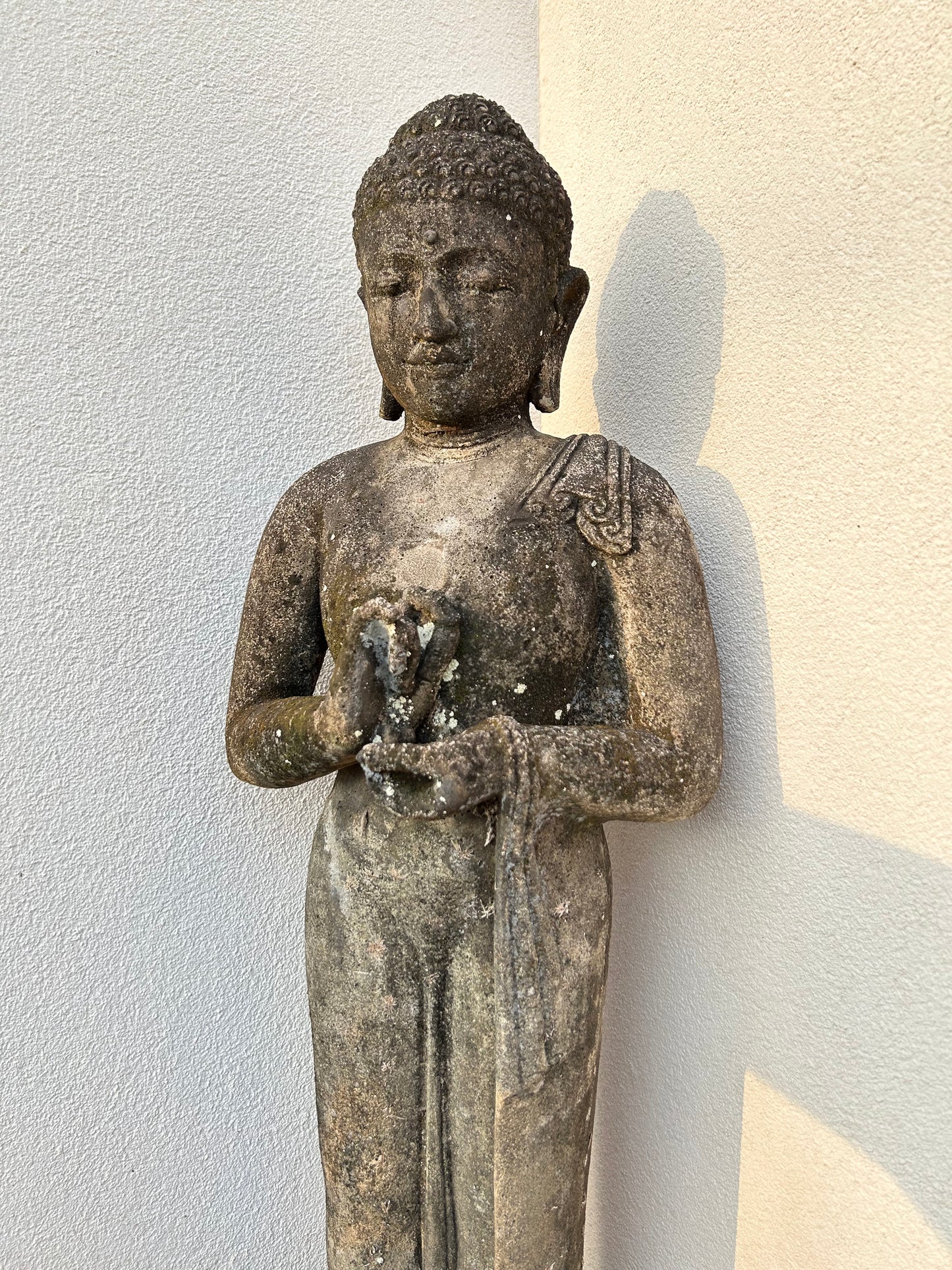 Statua Buddha Antico in Pietra nera h 105 cm – Scultura Balinese Originale Rif. D028