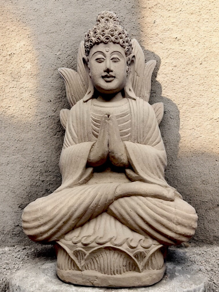 Statua Buddha in Pietra Naturale con Mani Giunte (Anjali Mudra) H65cm rif.B38