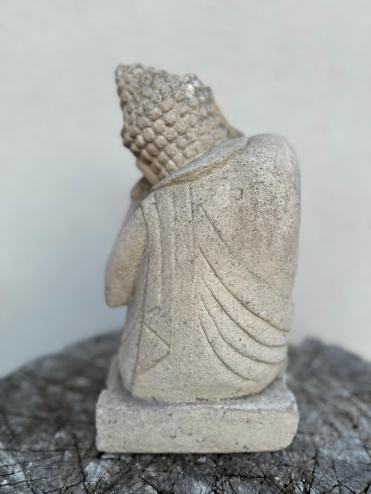 Statua Buddha Antico in Pietra Arenaria 25 cm – Scultura Balinese Originale Rif. C060