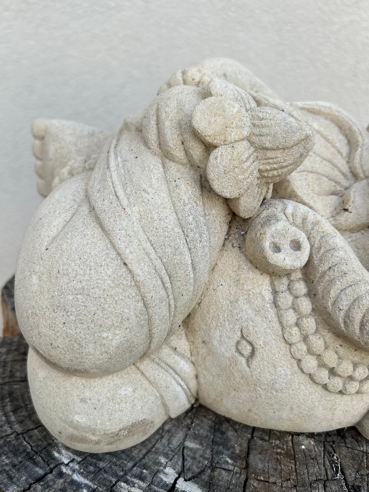 statuetta di GANESH disteso in pietra induismo balinese H 30 cm rif. C022