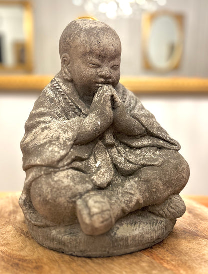 Statua Giardino Zen Shaolin – Scultura in Polvere di Pietra per Spazi Meditativi H31cm B28