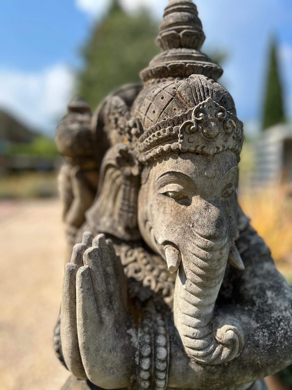 grande statua di GANESHA in pietra antico induismo balinese H 100 cm rif. C055
