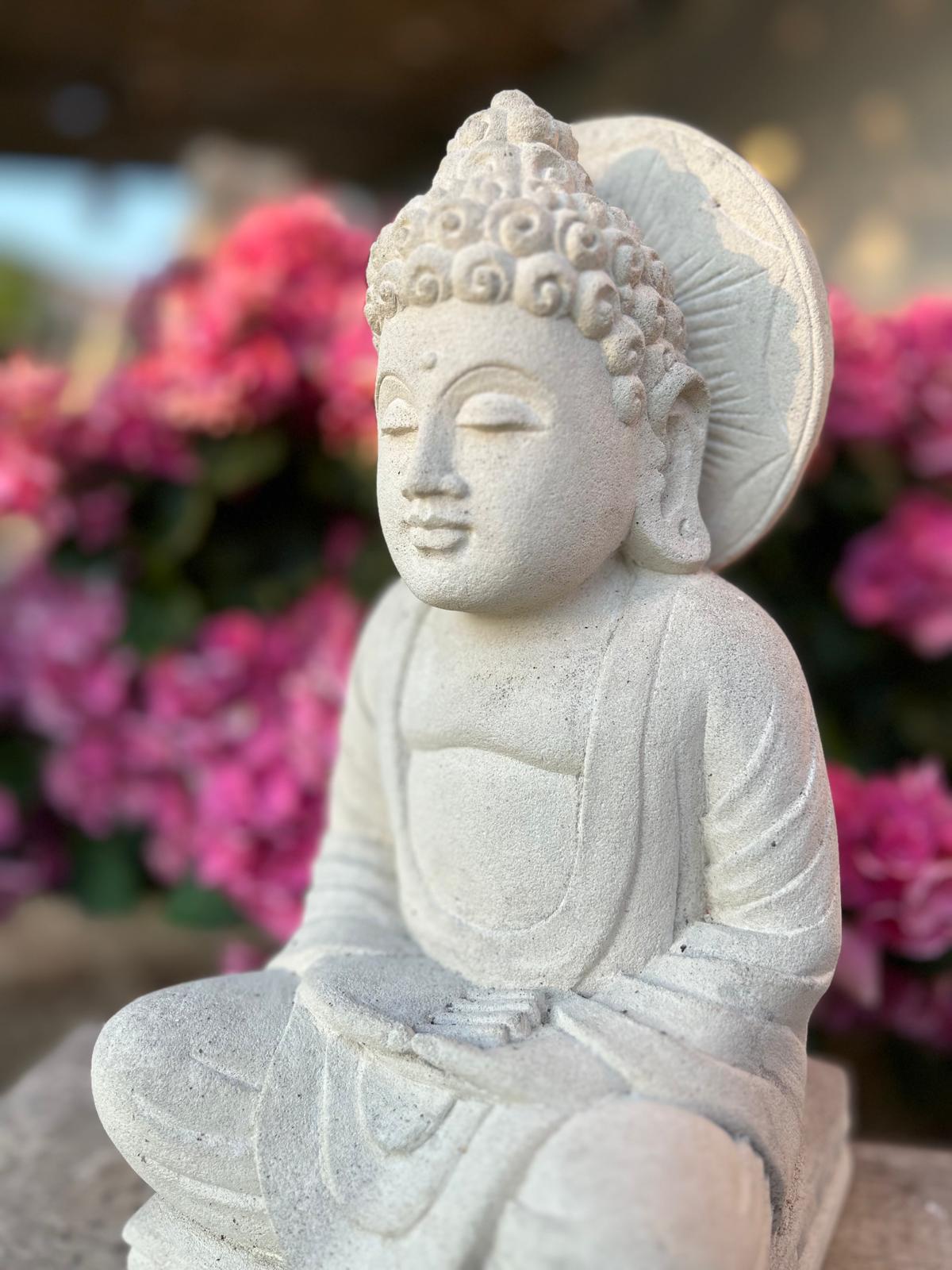 Statua Buddha seduto in Pietra Naturale H 34 cm Rif. C027
