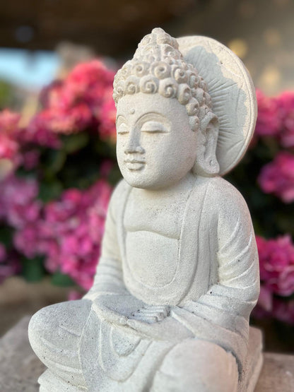 Statua Buddha seduto in Pietra Naturale H 34 cm Rif. C027