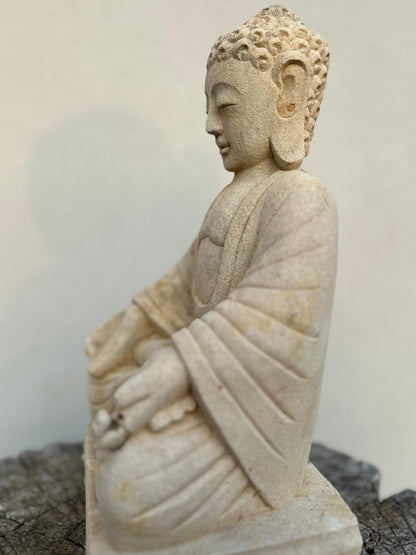 Statua Buddha Antico in Pietra Arenaria 30 cm – Scultura Balinese Originale Rif. D025