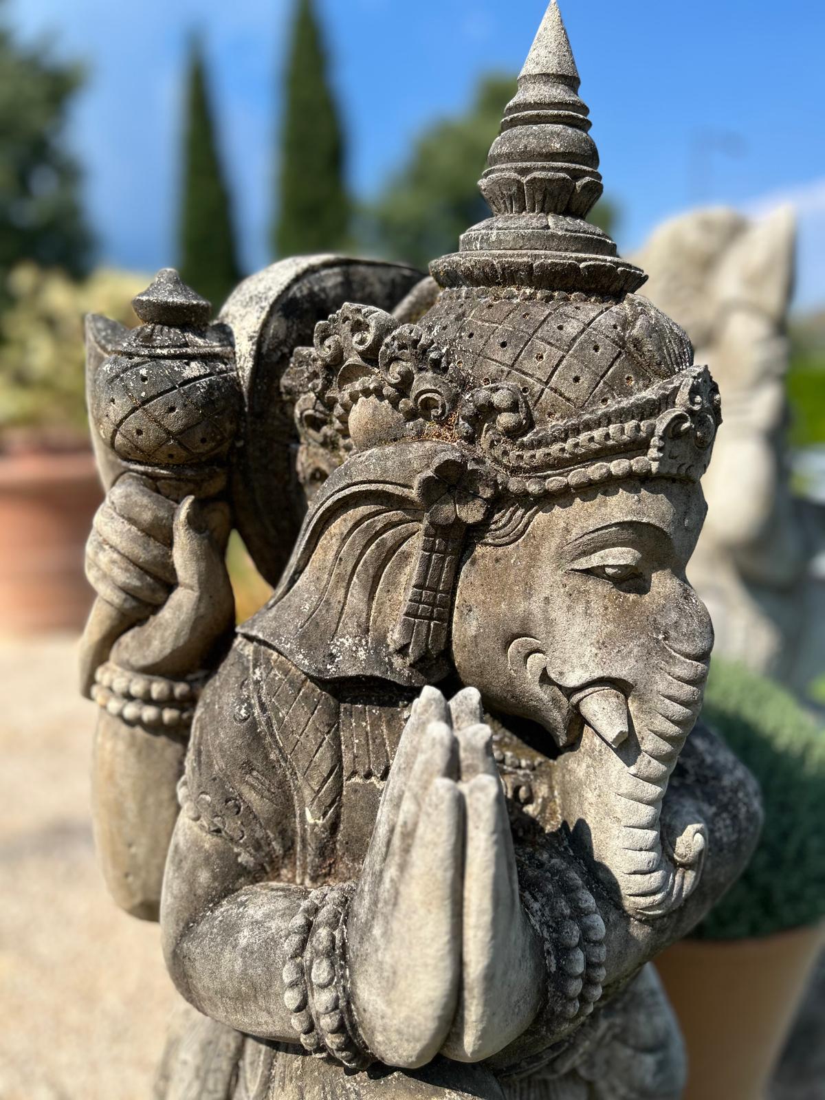 grande statua di GANESHA in pietra antico induismo balinese H 100 cm rif. C055