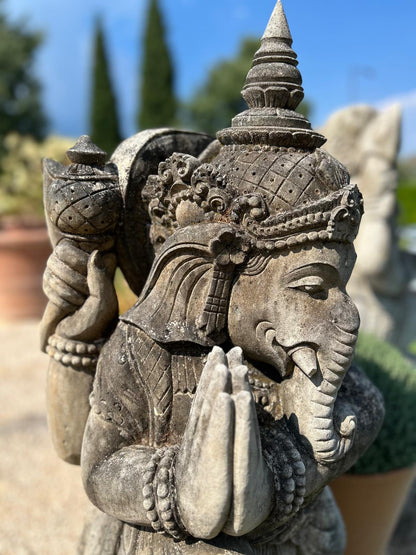 grande statua di GANESHA in pietra antico induismo balinese H 100 cm rif. C055