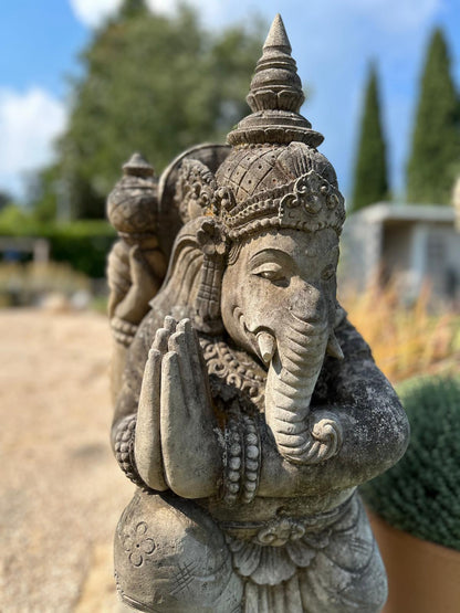 grande statua di GANESHA in pietra antico induismo balinese H 100 cm rif. C055