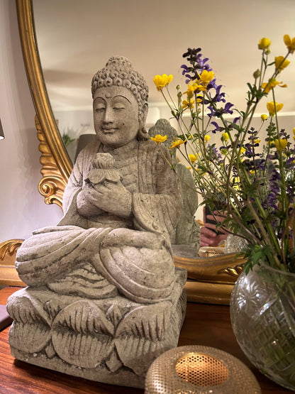 BUDDHA BUNGA CON FIORE DI LOTO pietra di Java