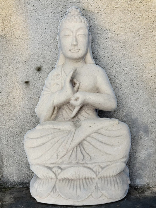 Statuetta Buddha Bianca in Pietra H40cm Rif.B11