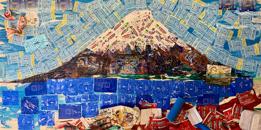 MONTAGNA SACRA tecnica mista su tavola 125x60cm