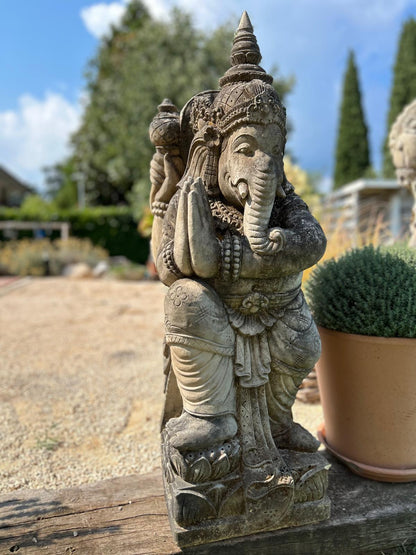 grande statua di GANESHA in pietra antico induismo balinese H 100 cm rif. C055