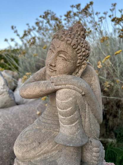 Buddha Inginocchiato in Pietra 34 cm | Scultura Balinese Originale Rif. C004