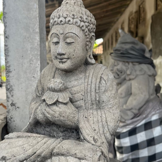 BUDDHA BUNGA CON FIORE DI LOTO pietra di Java