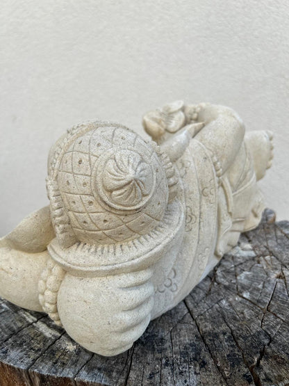 statuetta di GANESH disteso in pietra induismo balinese H 30 cm rif. C022