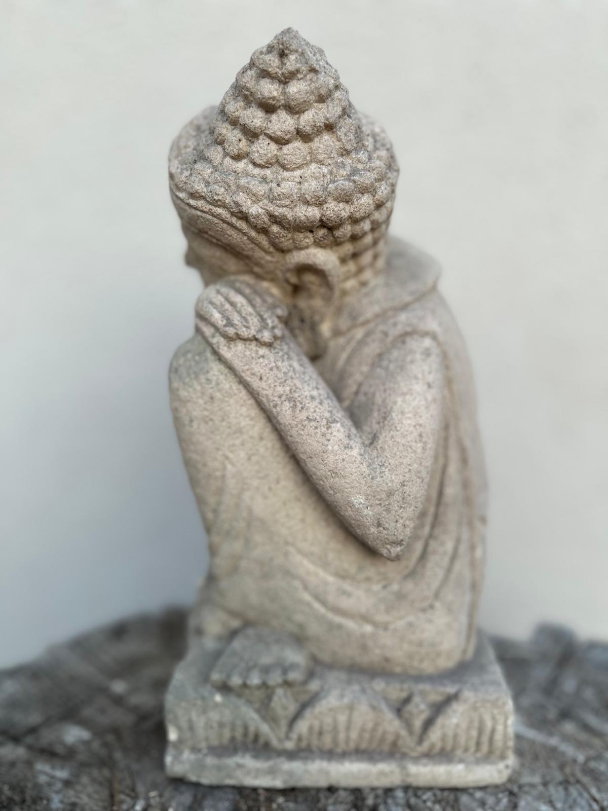 Statua Buddha Antico in Pietra Arenaria 25 cm – Scultura Balinese Originale Rif. C060