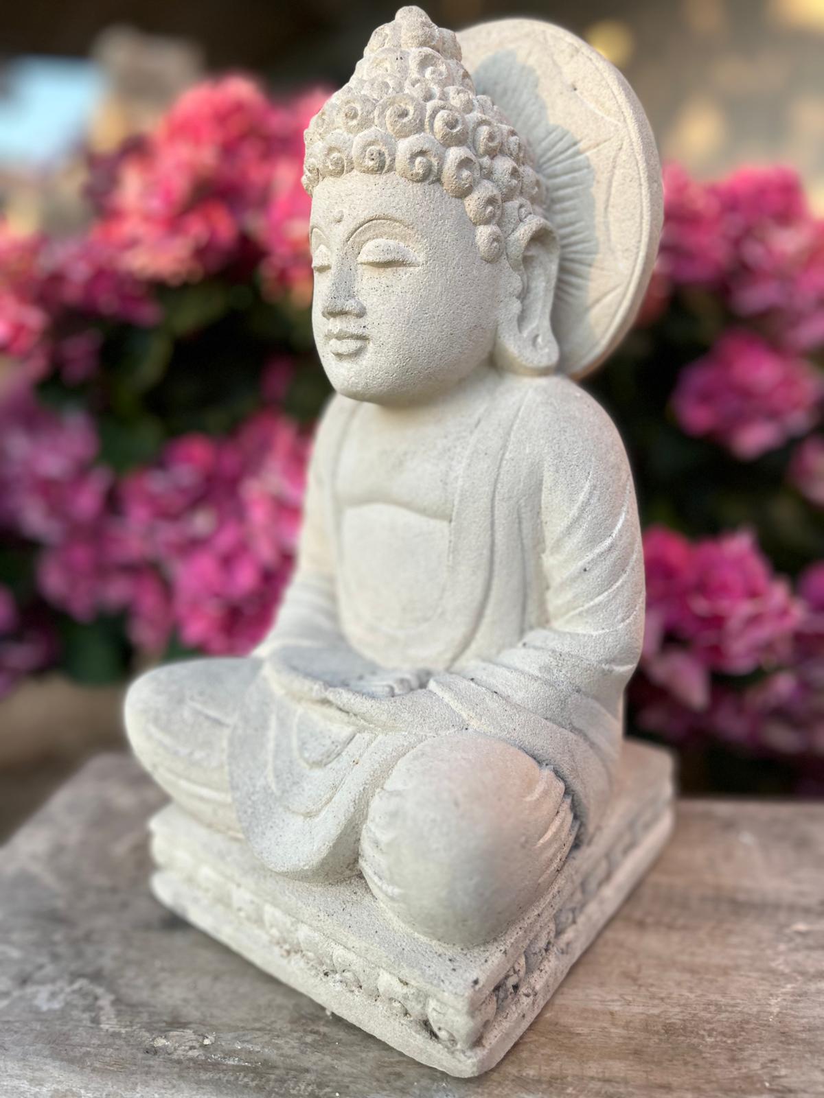 Statua Buddha seduto in Pietra Naturale H 34 cm Rif. C027