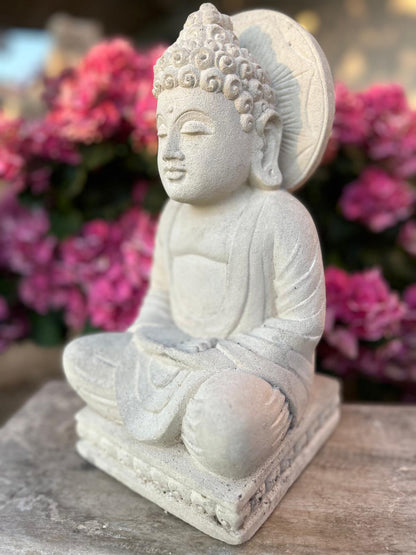 Statua Buddha seduto in Pietra Naturale H 34 cm Rif. C027