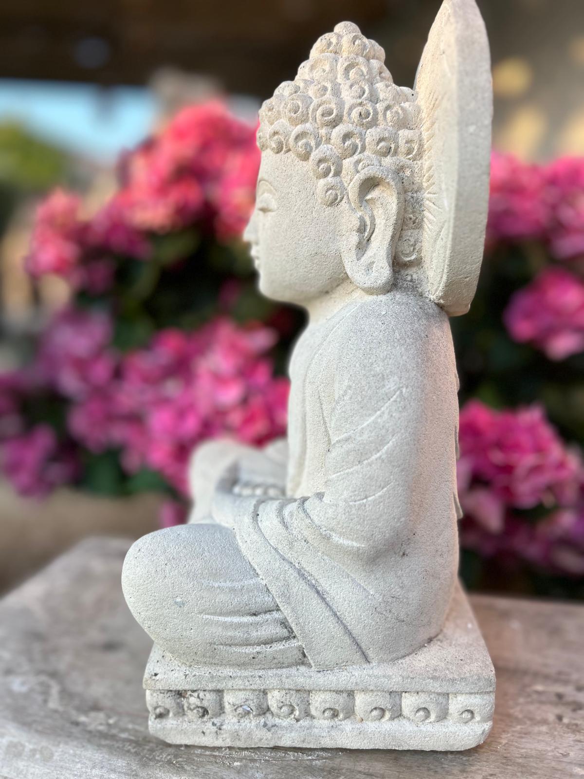Statua Buddha seduto in Pietra Naturale H 34 cm Rif. C027