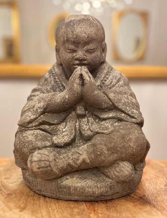 Statua Giardino Zen Shaolin – Scultura in Polvere di Pietra per Spazi Meditativi H31cm B28