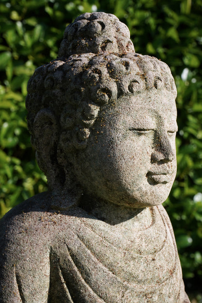 Buddha antico in pietra con giara h42cm B01