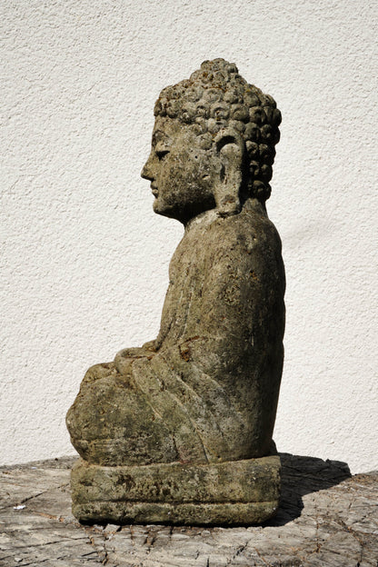 Statua Buddha seduto in Pietra Naturale H 28 cm Rif. C041