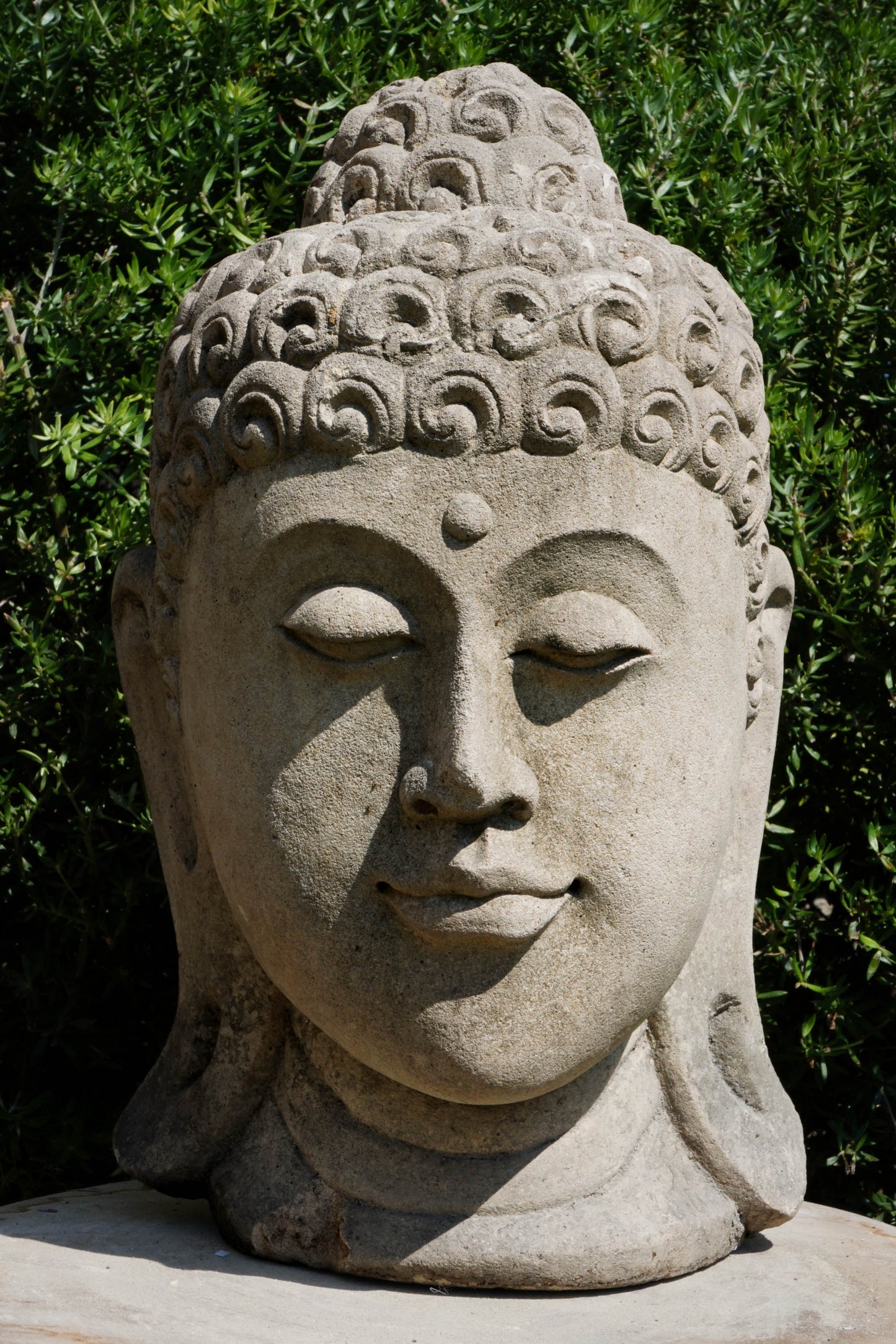 Statua Testa del Buddha in Pietra arenaria H 30cm C015