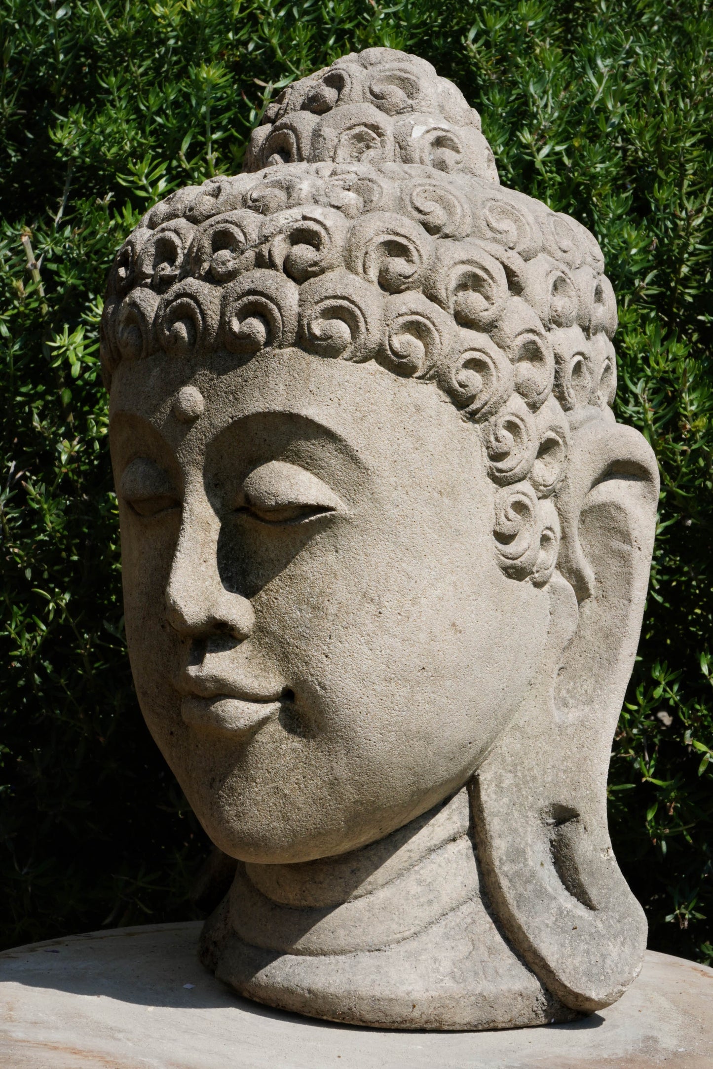 Statua Testa del Buddha in Pietra arenaria H 30cm C015