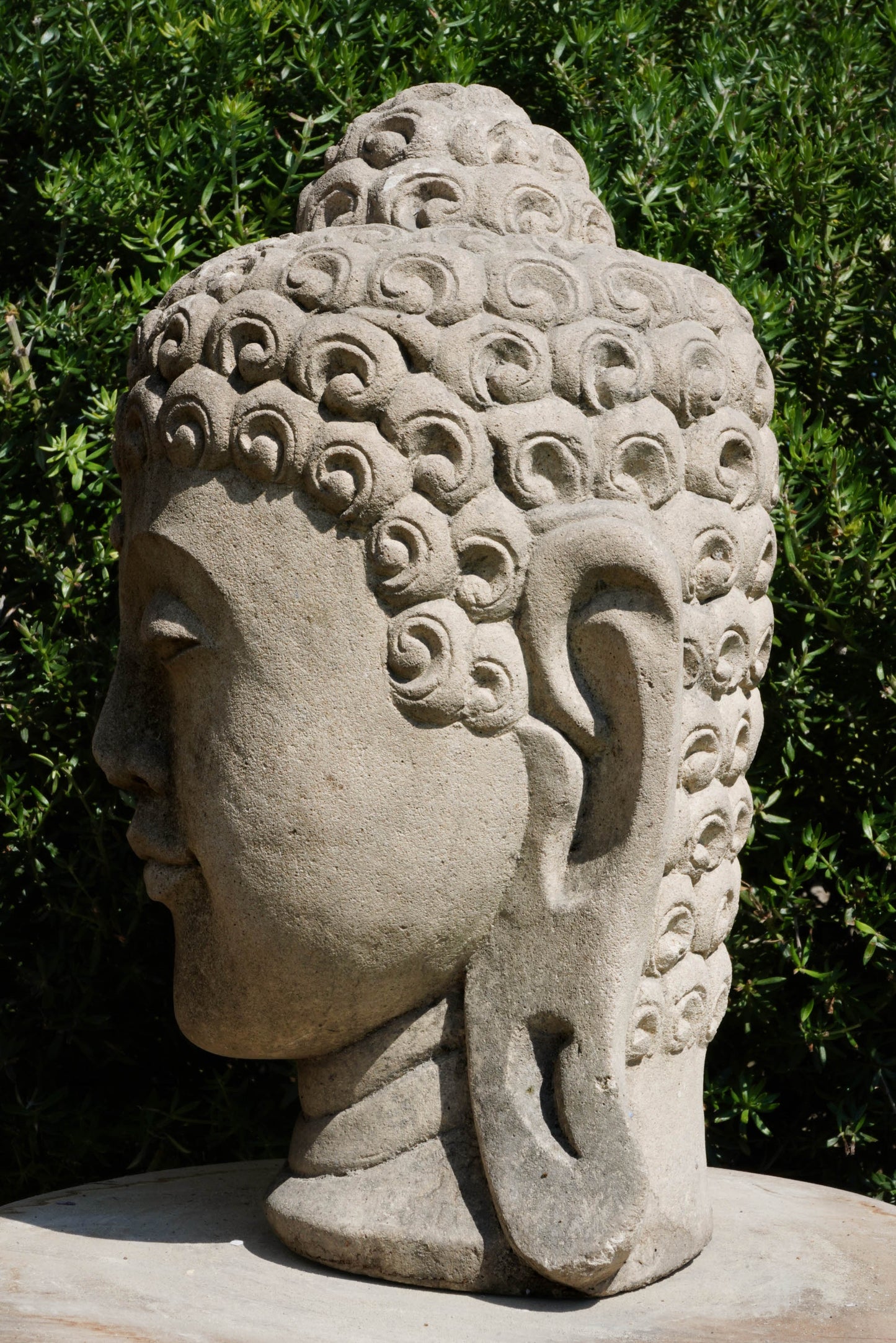 Statua Testa del Buddha in Pietra arenaria H 30cm C015