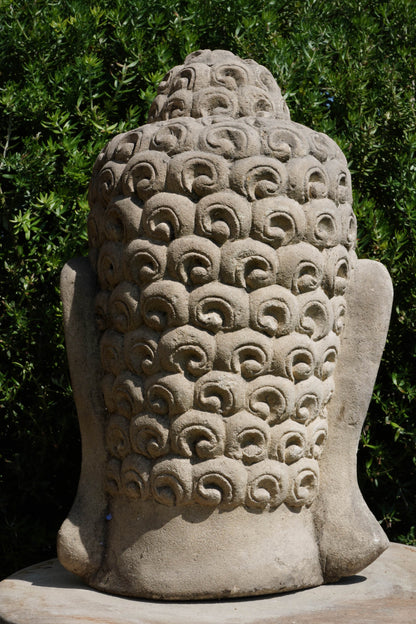 Statua Testa del Buddha in Pietra arenaria H 30cm C015