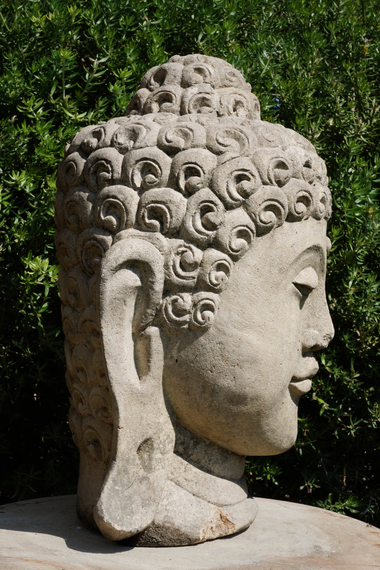 Statua Testa del Buddha in Pietra arenaria H 30cm C015