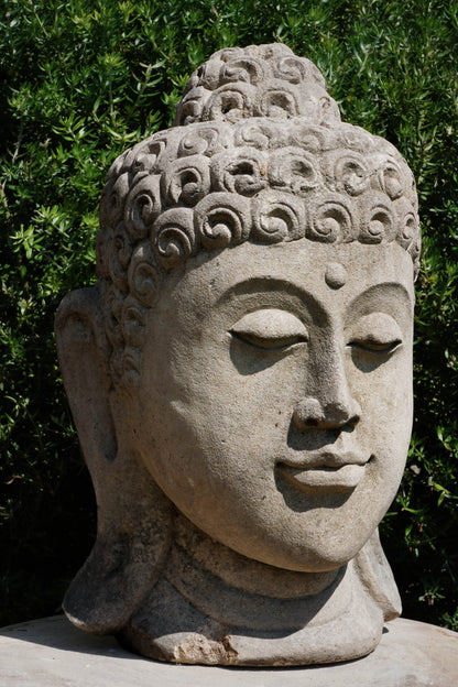 Statua Testa del Buddha in Pietra arenaria H 30cm C015