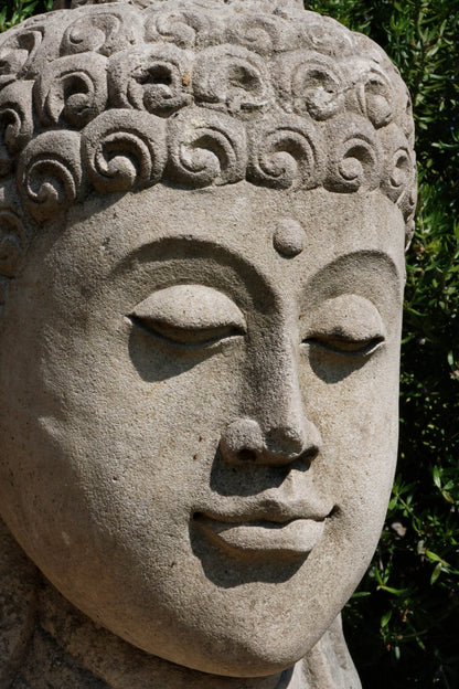 Statua Testa del Buddha in Pietra arenaria H 30cm C015