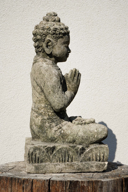 Statua Buddha Antico in Pietra Arenaria 45 cm – Scultura Balinese Originale Rif. C019