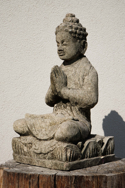 Statua Buddha Antico in Pietra Arenaria 45 cm – Scultura Balinese Originale Rif. C019