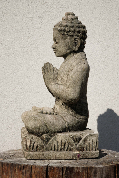 Statua Buddha Antico in Pietra Arenaria 45 cm – Scultura Balinese Originale Rif. C019