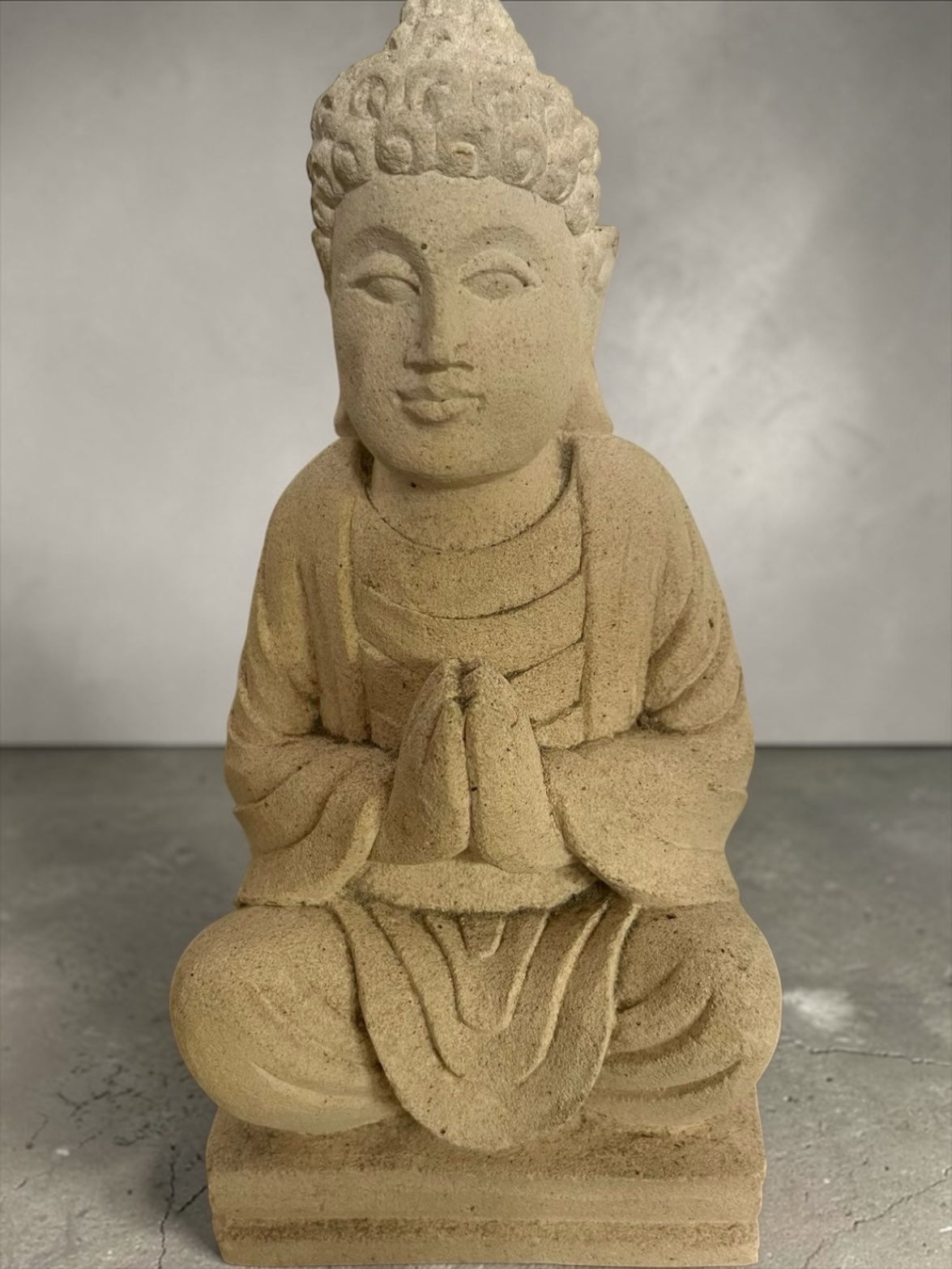 Statua Buddha Antico in Pietra Arenaria 20 cm – Scultura Balinese Originale Rif. C020