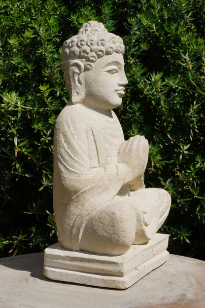 Statua Buddha Antico in Pietra Arenaria 20 cm – Scultura Balinese Originale Rif. C020