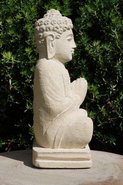 Statua Buddha Antico in Pietra Arenaria 20 cm – Scultura Balinese Originale Rif. C020