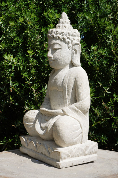 Statua Buddha seduto in Pietra Naturale H 27 cm Rif. C025