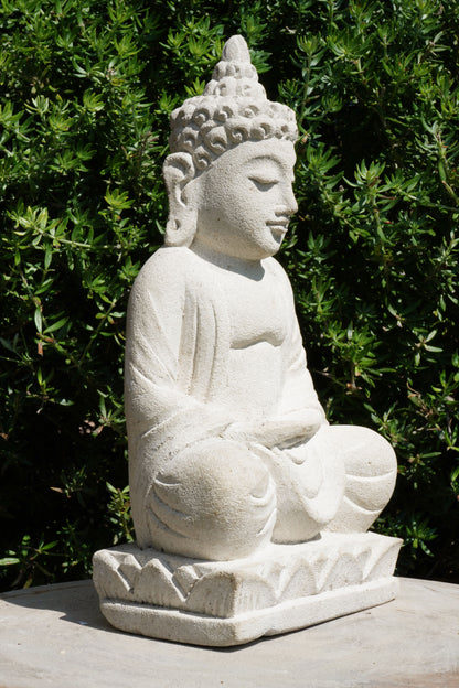 Statua Buddha seduto in Pietra Naturale H 27 cm Rif. C025