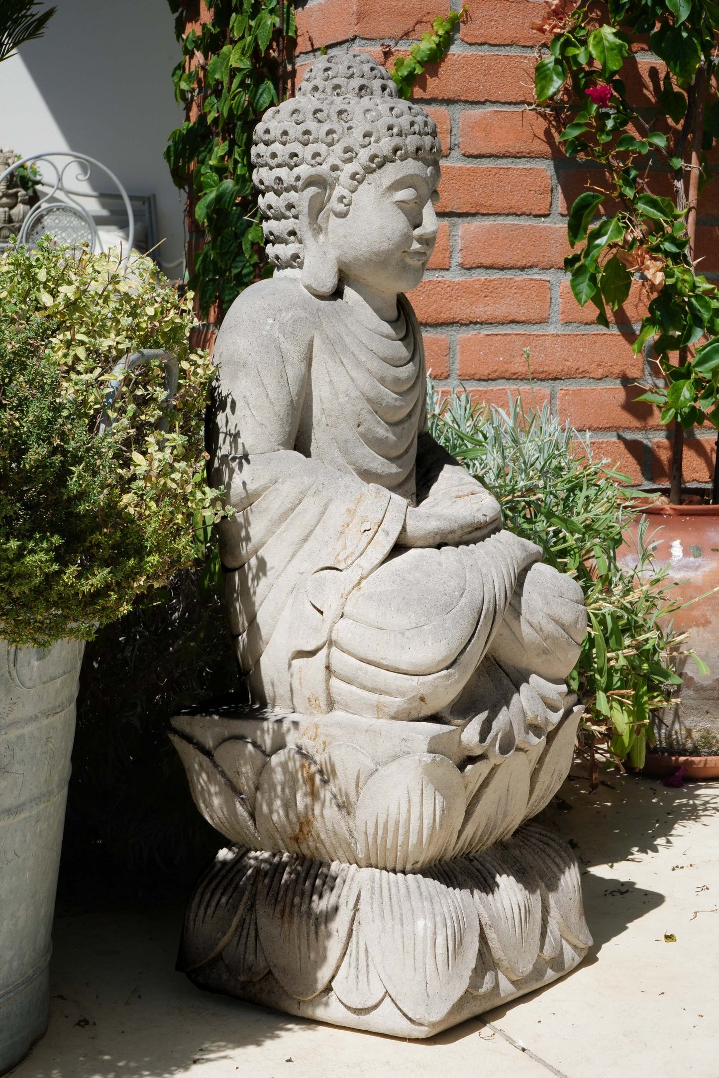 Statua Buddha ANTICO seduto in Pietra Naturale H 76 cm Rif. C031