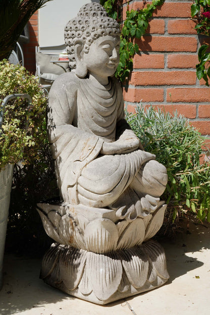 Statua Buddha ANTICO seduto in Pietra Naturale H 76 cm Rif. C031
