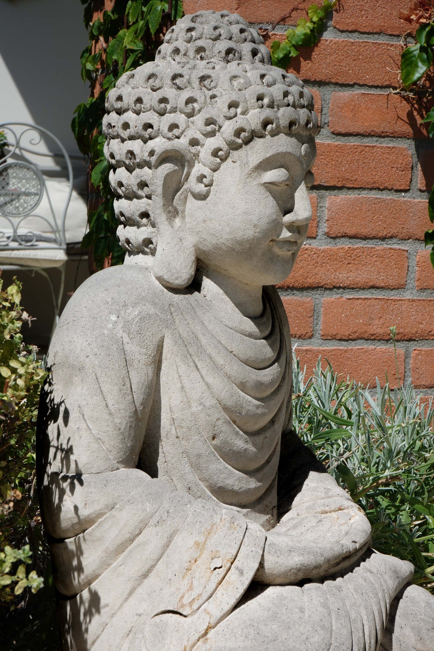 Statua Buddha ANTICO seduto in Pietra Naturale H 76 cm Rif. C031