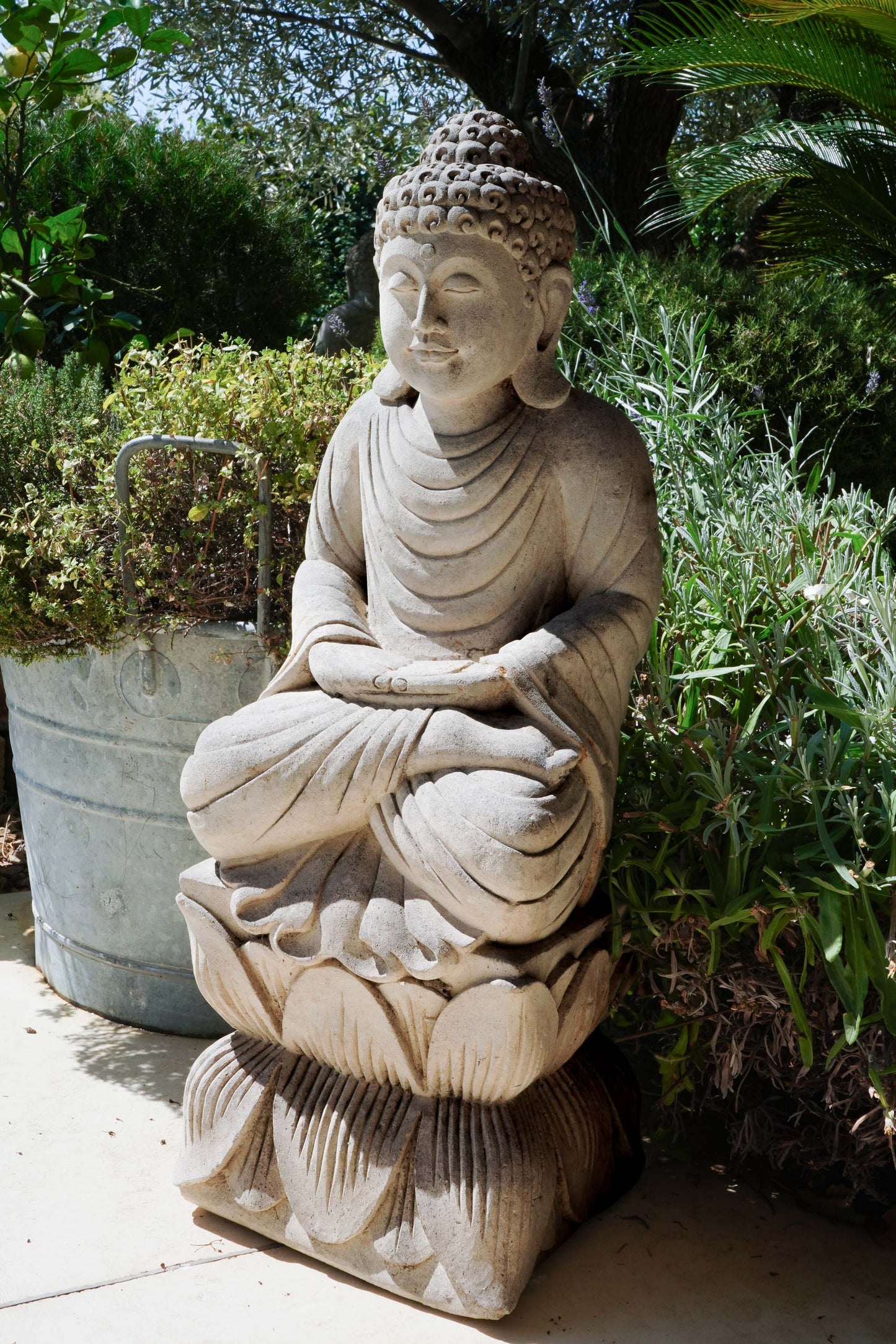 Statua Buddha ANTICO seduto in Pietra Naturale H 76 cm Rif. C031