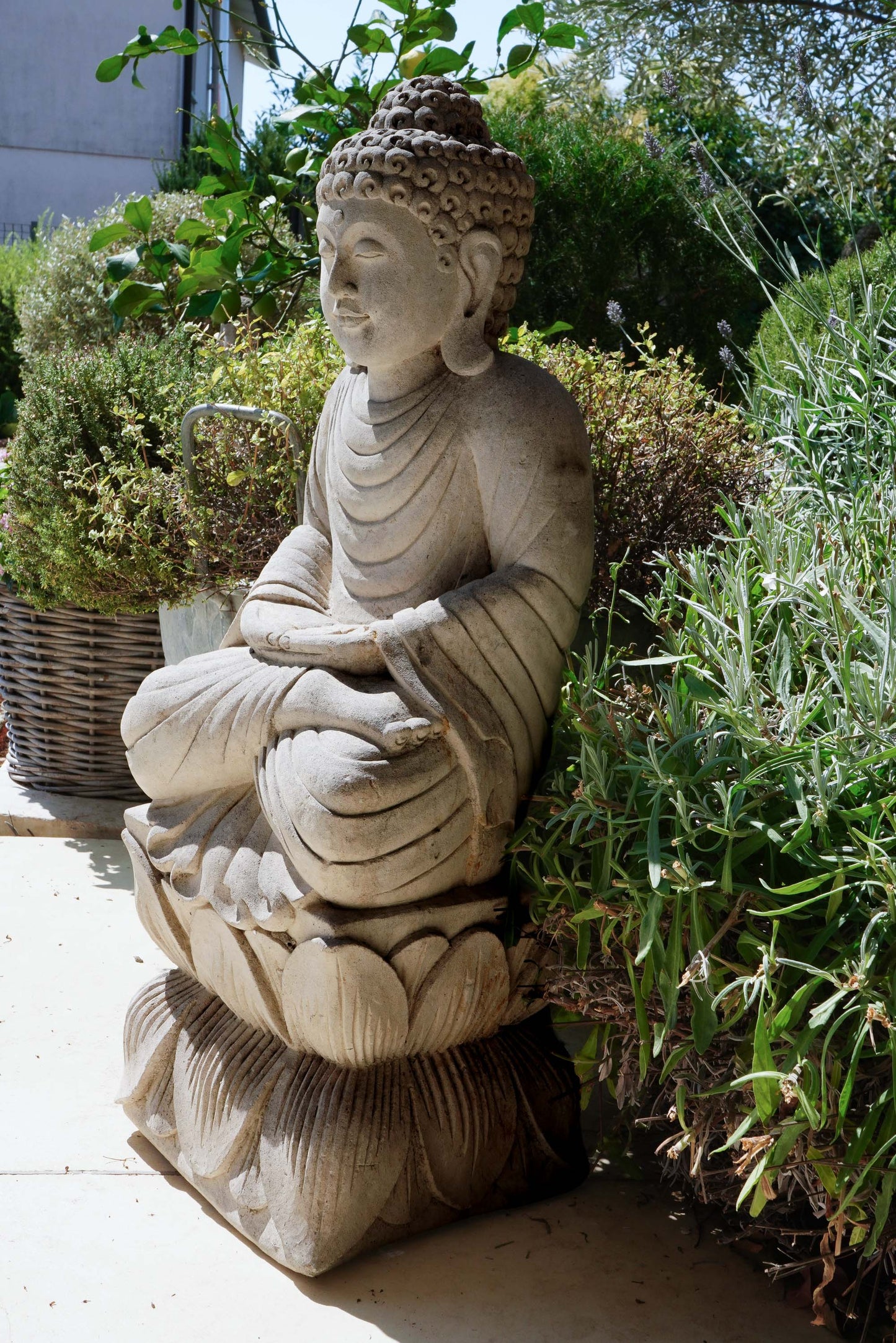 Statua Buddha ANTICO seduto in Pietra Naturale H 76 cm Rif. C031
