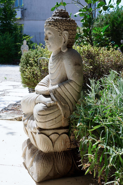 Statua Buddha ANTICO seduto in Pietra Naturale H 76 cm Rif. C031